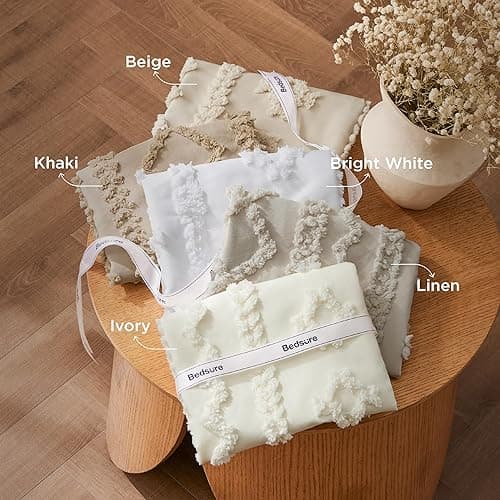Bedsure Tufted Boho Comforter Set Queen Size - Linen Boho Bed Set, GentleSoft™ 3 Pieces Farmhouse Shabby Chic Embroidery Bedding, Gifts for Woman, Soft Jacquard Queen Comforter for All Seasons thumbnail 9
