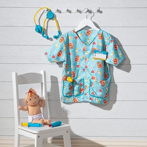 Melissa & Doug Nurse Costume, Pretend Play Dress Up Set (8-Pc) Scrubs, Stethoscope & Accessories, Role Play Toys for Kids 3+ thumbnail 9