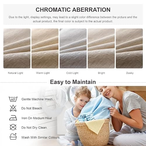 Simple&Opulence 100% Linen Duvet Cover Set, 3 Pieces Belgian Flax Breathable Bedding, Queen Size 88''x92'' (1 Comforter Cover+2 Pillowshams) with Tie Closure Style,Linen thumbnail 7