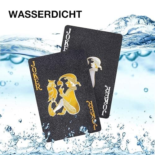 2 Pack Black Gold Waterproof Plastic Playing Cards | 100% Plastic, HD Waterproof, Standard Index Poker Cards, Deck of playing cards, For Party, Family thumbnail 5