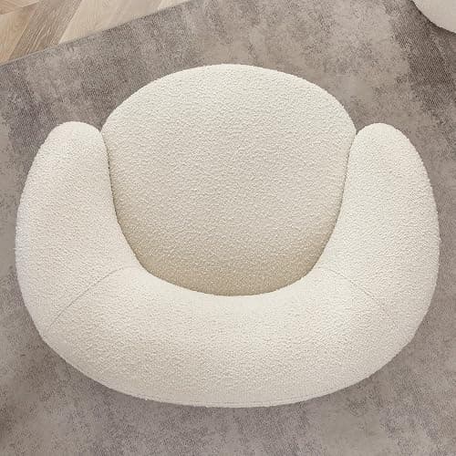 KINWELL 34" W Mid Century Modern Swivel Barrel Chair, Round Upholstered Boucle Swivel Accent Chairs, No Assembly Sofa Chair for Living Room Bedroom Reading Apartment Lounge Nursery(Cream) thumbnail 6