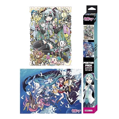 ABYSTYLE Hatsune Miku Unframed Boxed Poster 15" x 20" Includes 2 Mini Posters Anime Manga Wall Art Prints for Bedroom Office Room Home Decor - Image 1