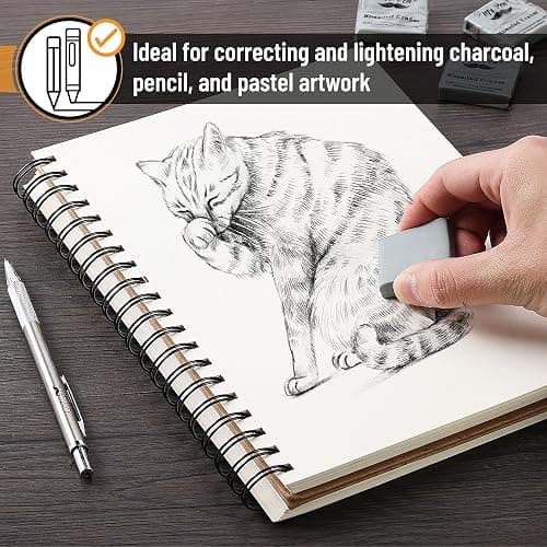 Mr. Pen- Kneaded Erasers, 1.37" x 1.7", 24 Pack, Gray, Soft Moldable Art Erasers for Charcoal, Graphite & Pastel Drawing, Precision Highlighting, Smudge Control, Easy Shaping for Artists & Students thumbnail 5