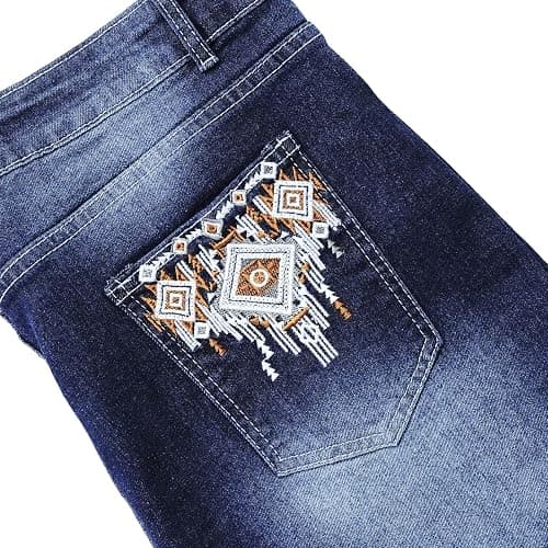 Cuyulitcik Flare Jeans for Women Plus Size Bootcut Jeans for Women Embroidered Jean for Womens High Waisted Bell Bottom Pants thumbnail 5