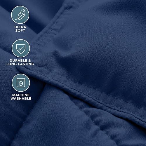 Bare Home Comforter Set - Queen Size - Ultra-Soft - Goose Down Alternative - Premium 1800 Series - All Season Warmth (Queen, Dark Blue) thumbnail 5