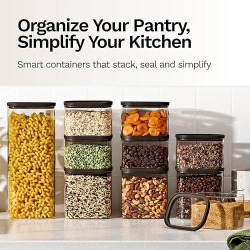 Naked Kitchen 20-Piece Food Storage Containers with Lids – Stackable BPA-Free Borosilicate Glass Pantry Storage Containers with Leak-Resistant Airtight Seal for Kitchen & Pantry Organization – Black thumbnail 3