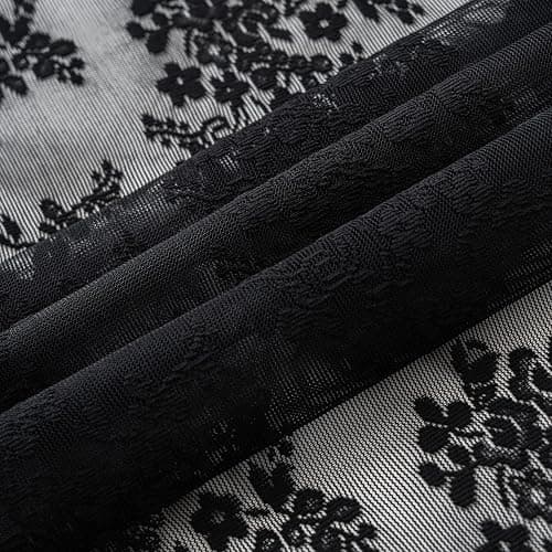 TUDECO Black Lace Shower Curtain with Valance, Gothic Style, 72 x 72 Inch | Halloween Bathroom Curtain, Moody Witchy Victorian Decor, Dark Vintage Floral, Soft Light Filtering, Scalloped Edges thumbnail 10