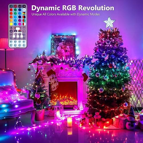 BrizLabs July 4th Fairy Lights, 66ft 200 LED Color Changing Fairy Lights with Remote, Plugin Red White Blue Twinkle Light RGB Rainbow Starry Xmas Light Music Sync for Xmas Halloween Home Party Wedding thumbnail 3