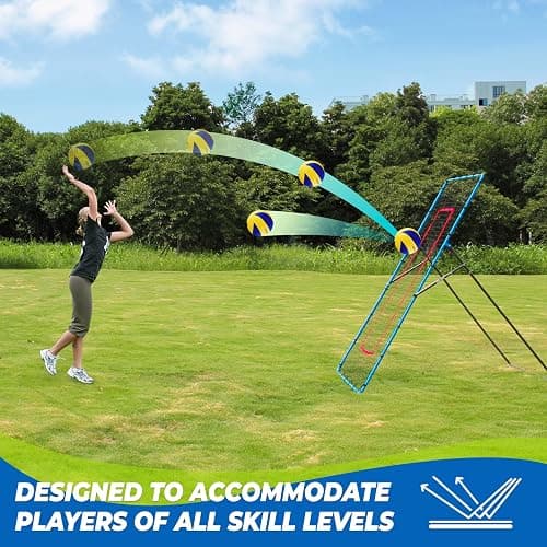 JOLORLY 2-in-1 Volleyball Rebounder Net System, Adjustable from 7x4 ft to 4x4.5 ft, 4-Angle Bounce Back Net, Training Equipment for Volleying, Bumping, Spiking Practice, Resists Twisting thumbnail 4