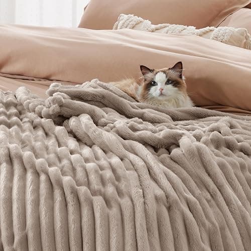 Bedsure GentleSoft Mocha Meringue California King Size Blanket for Couch - Cozy Soft Blankets for Women, Cute Small Fleece Throws for Girls, Birthday Gifts for Women, 102x96 Inches thumbnail 4