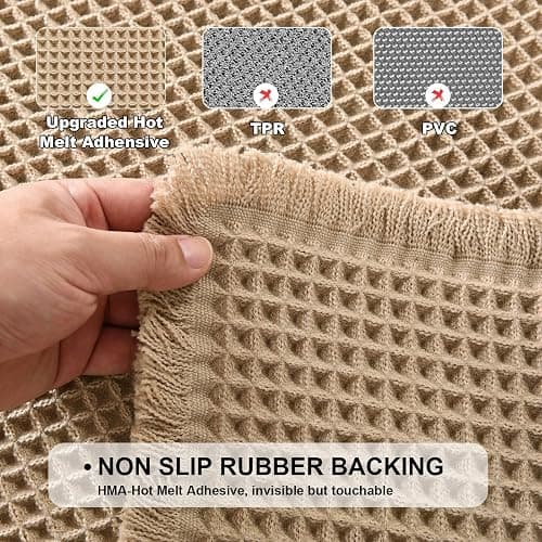JIUZHEN Set of 2 Waffle Bath Mats Boho Non Slip Bath Rugs Washable Bathroom Rugs Super Absorbent Waffle Mats Ultra Soft Fast Drying Mat for Bathroom Floor, Tub, 16" x 24" +20" x 32", Brown thumbnail 6