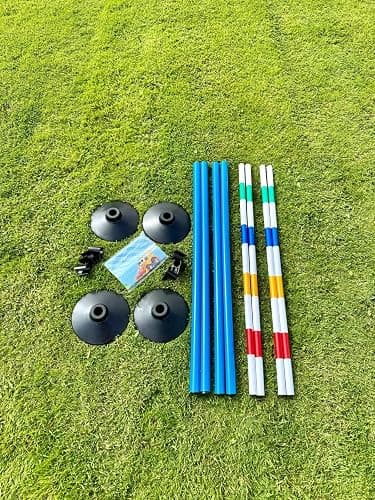 Equirail Kids Hobby Horse Jump Set – Set of 2 Adjustable Show Jumps with Poles, Cups & Filler – Includes Carry Bag – Garden Equestrian Toy thumbnail 2
