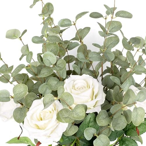 VGIA 6 Pcs 27" Eucalyptus Stems Greenery Stems Eucalyptus Leaf Spray in Green Silk Plastic Plants Floral Artificial Plants for Home Party Wedding Decoration thumbnail 6
