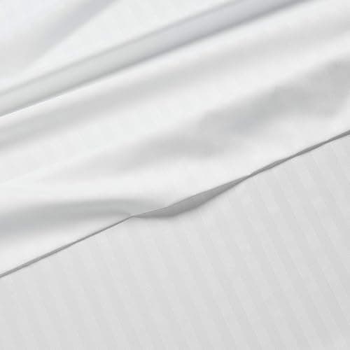Amazon Basics Soft, Wrinkle-Free Bed Sheets Full Size, Deluxe Microfiber, Breathable, 4-Piece, Bright White Striped thumbnail 4