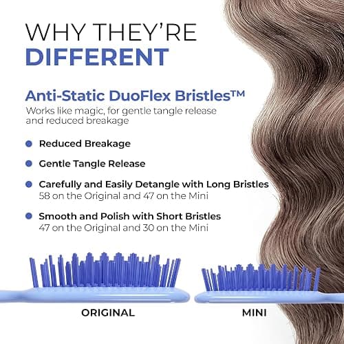 FHI Heat - UNbrush Detangling Brush Combo Pack — Original & Mini UNbrush Hairbrush for All Wet/Dry Hair Types — DuoFlex Anti Static Hair Brush, Vented Detangler Brush for Pain-Free Styling thumbnail 2