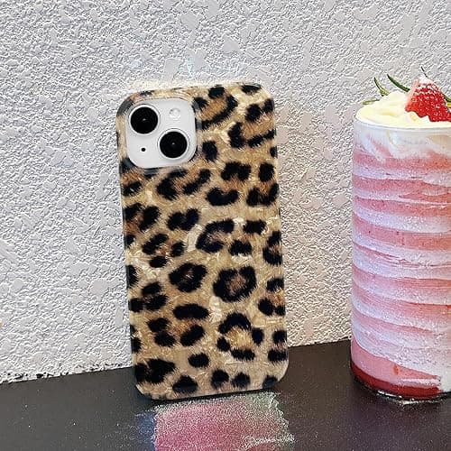 J.west Compatible with iPhone 15 Plus Case, Phone Case iPhone 15 Plus, Soft Sparkly Leopard Print Pearly Thinfoil Animal Design Women Girl Protective Case Phone Cover for iPhone 15 Plus 6.7" thumbnail 7