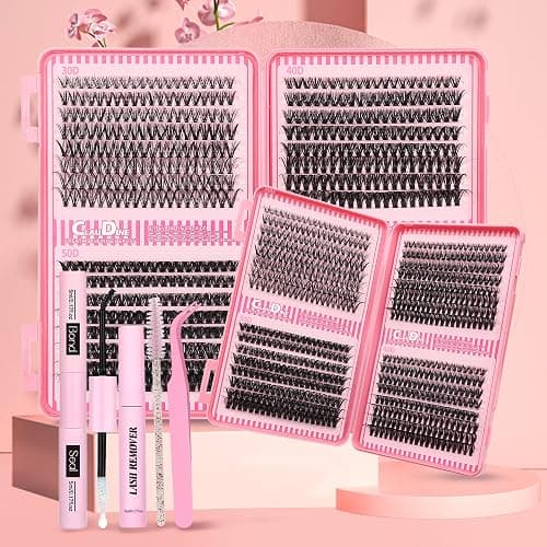 Lash Extension Kit, DIY Eyelash Clusters Kit with Lash Bond and Seal Glue Waterproof, Eyelashes Remover for Lash Cluster Extensions Kit for Beginner,Lashes Applicator Tool (30D40D50D) - Image 1