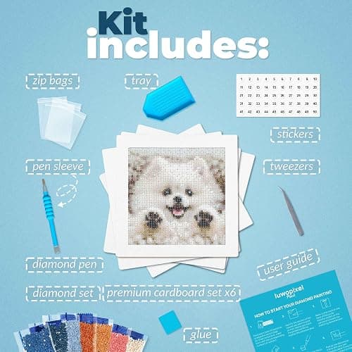 LuwoArte 6 Pack Diamond Painting Kits for Adults – Cute Dogs-Themed Diamond Art Kits – DIY Full Drill Paint Gem Art for Adults – Brilliant 5D Diamond Painting Kit – Relaxing Craft for Home Wall Décor thumbnail 2