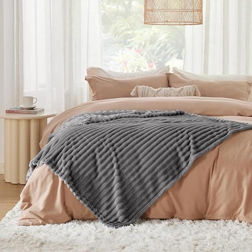 Bedsure GentleSoft Frost Gray Fleece Blanket for Couch - Cozy Soft Blankets for Women, Cute Small Throws for Girls, 50x60 Inches thumbnail 8