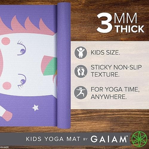 Gaiam Kids Yoga Mat Exercise Mat, Yoga for Kids with Fun Prints - Playtime for Babies, Active & Calm Toddlers and Young Children thumbnail 2