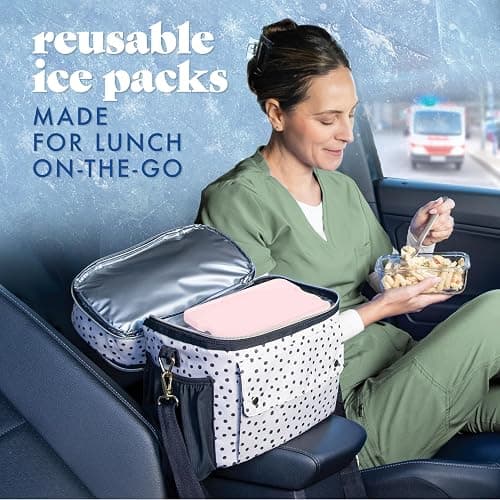 Cool Coolers by Fit & Fresh XL Slim Ice Packs, Quick Freeze Reusable Ice Packs for Lunch Boxes & Coolers, Long-Lasting, Space Saving Cooler Ice Packs, Light Pink, 4Pk thumbnail 9