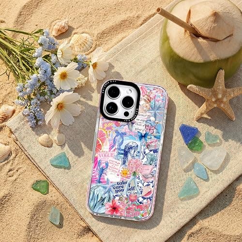 ChiCaseVer for iPhone 15 Case, Coastal Collage Pattern with Romantic Quote, Cute Soft Slim TPU Compatible with MagSafe, Military-Grade Drop Protection & Camera Protection for Women Girls thumbnail 6