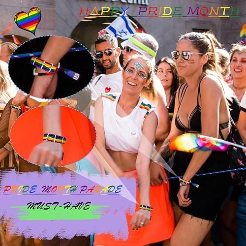 mintolex LGBT Pride Bracelet for Bisexual Lesbian Gay LGBTQ Pride Bracelets Handmade Nylon Adjustable Wristband Watch Band Rainbow Bracelets for Women Men Parade Bulk Multiple Pack thumbnail 5