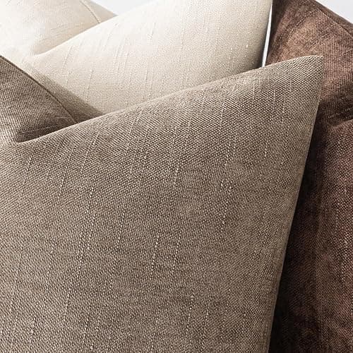 MIULEE Pack of 2 Decorative Throw Pillow Covers Soft Chenille Throw Pillows Solid Neutral Farmhouse Textured Cushion Covers for Couch Sofa Bedroom Living Room 18x18 Inch, Taupe Grey thumbnail 5
