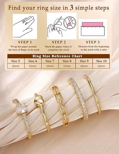 FIASASO Gold Rings for Women Non Tarnish - 5Pcs Dainty Stackable Rings 14K Gold Plated Cubic Zirconia Stacking Rings Non Tarnish Waterproof Minimalist Thin Stack Ring Size 5 6 7 8 9 10 thumbnail 4