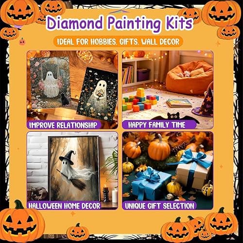 6 Pack Halloween Diamond Painting Kits for Adults, Diamond Art Kits Ghost | Round 5D Halloween Gem Art Kit for Adult DIY Crafts Kit Gift Home Wall Decor Gifts (16x12 inch) thumbnail 7