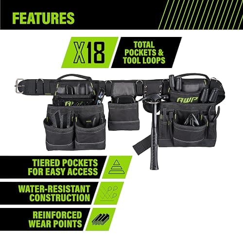 AWP Tool Belt Tool Rig, Durable Premium Utility Belt Organizer for Men & Women, Utility Work, Electrician, Mechanic thumbnail 3