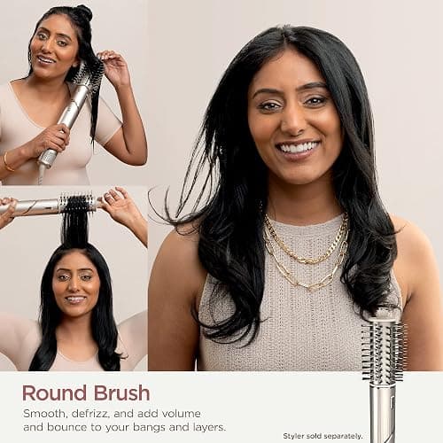 Shark FlexStyle Round Hot Air Brush Attachment for Blow Dryers, Hair Styling Tool for Straight, Wavy, Curly, and Coily Hair, Stone thumbnail 6