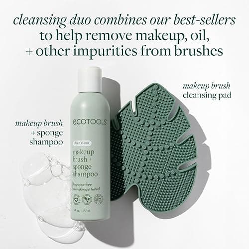 EcoTools Makeup Brush Cleansing Pad + Deep Clean Shampoo Bundle, Brush Cleaner Mat & Makeup Brush Cleanser For Deep Cleaning Tools, Clean Formula, Cruelty-Free, & Vegan, 2 Piece Set - Shampoo, 2 Piece Set thumbnail 2