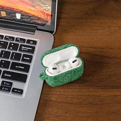 WC CaseZ Compatible with Apple AirPods Pro 1 & 2 – Soft Silicone Protective Case with Keychain for by Wicked Cushions | Shockproof, Dust-Resistant, & Wicked Designs | Emerald Tide thumbnail 6