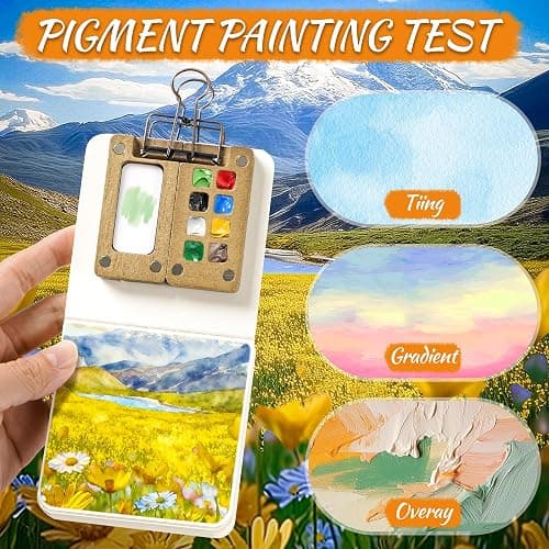 Mini Watercolor Paint set, Portable Watercolor Paint Travel Set, 12 Color Pocket Artist Watercolor Travel Kit with Picture Book, 8 Grids Portable Wooden Paint Palette for Painters, Artists, and Students thumbnail 3