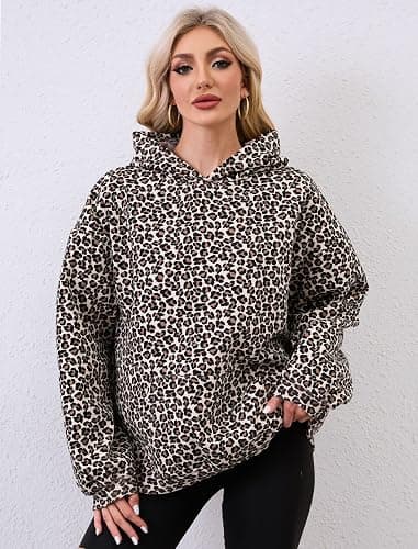 Eutten Womens Camo Hoodies Maple Leaf Print Oversized Hooded Sweatshirt Fleece Pullover Sweatshirts Long Sleeve with Pocket thumbnail 4