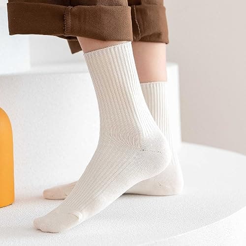ACCFOD Womens Cute Crew Socks Casual Athletic Aesthetic Socks Neutral Cotton Socks for Women Granola Girls Clothes thumbnail 6