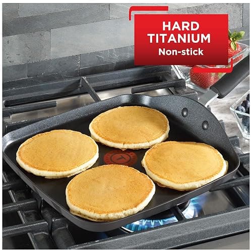 T-Fal Ultimate Hard Anodized Nonstick Griddle 10.25 Inch Oven Broiler Safe 500F Cookware, Pots and Pans, Dishwasher Safe Grey thumbnail 2