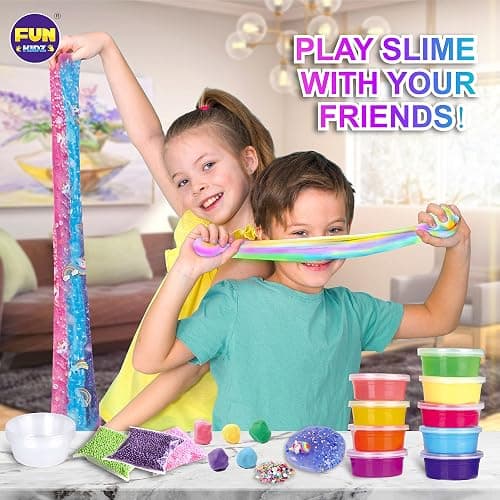 33 Cups Jumbo Slime Kit for Kids, FunKidz Premade Ultimate Slime Pack to DIY Soft, Cloud, Clear, Butter, Glitter, Glow in Dark Slime Making Kit Party Favors Gift Toys for Girls and Boys thumbnail 4