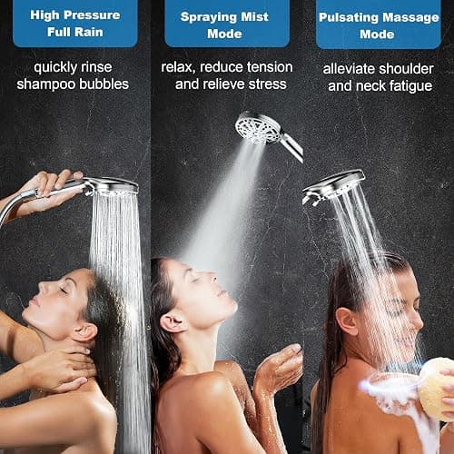 Filtered Shower Head with Handheld, FunnyAir Filtered Shower Head with 3-PCS Filters For Hard Water, 10-Spray Modes 5" High Pressure Shower Head, 2 Built-in Power Jets Shower Heads, Chrome thumbnail 7