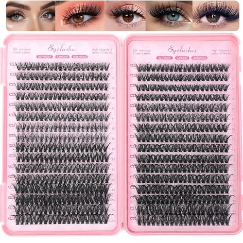 Manga Lash Clusters, 640 Pcs Eyelashes Clusters Extensions 9-16mm Individual Lashes D Curl Fluffy Wispy False Eyelashes Thin Band (50D&60D) - Image 1