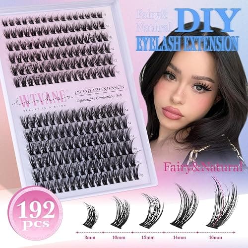 Fairy Lash Clusters Kit Wispy Eyelash Clusters DIY 8-16mm Manga Lash Clusters Eyelash Extension Kit 192pcs Individual Lashes Natural Lash Extension Kit with Lash Bond and Seal, Lash Tweezers by Wtvane - StyleG-fairy lash clusters kit thumbnail 3