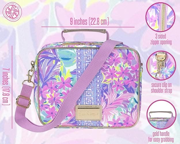 Lilly Pulitzer Insulated Lunch Box for Women, Cute Lunch Cooler Bag with Adjustable/Removable Shoulder Strap, It Was All A Dream thumbnail 5