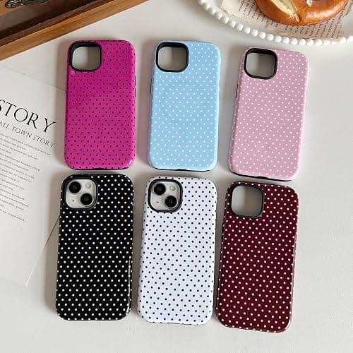 ZTOFERA Magnetic Case for iPhone 15, Polka Dot Phone Case Cute for Girl Women, Compatible with Magsafe, Hard PC+Soft TPU Protective Phone Cover for iPhone 15-White thumbnail 4