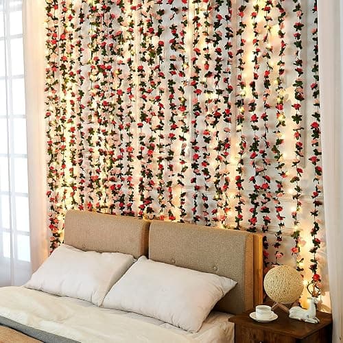 MARTINE MALL Flower Garland Rose Vines, 2 Strands 16.5Ft Flower Vines for Bedroom, Rose Floral Garland Decorations for Room Table Birthday Wedding Party Garden Wall Decor thumbnail 6