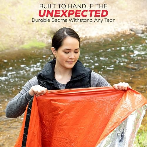 Emergency Sleeping Bag 3 Pack | for Survival Gear and Supplies Life Bivy Sack Waterproof Mylar Emergency Blankets for Survival Kit Car Camping Gear Hiking Tac Bivvy Go Bag Supplies Sleep Sacks Shelter thumbnail 5
