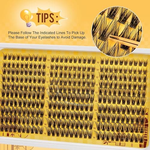 QUEWEL Lash Clusters Wispy Eyelash Clusters 300 Pcs Natural Cluster Eyelash Extensions C Curl, Mixed Length 10-16mm DIY Individual Lashes Cluster at Home for Countless Stunning Looks (QU45) thumbnail 6