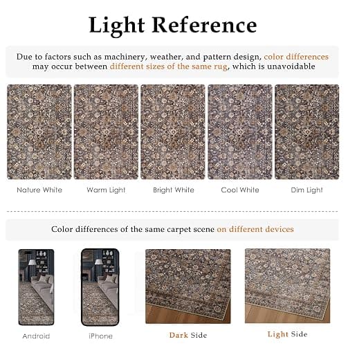 HUGEAR 8x10 Machine Washable Rugs Tradition Brown Hallway Large Area Rug Indoor Accent Rug Floral Low Pile Carpet Soft Throw Aesthetic Rug Bedroom Living Room Office Dining Room Kitchen Laundry Room thumbnail 5