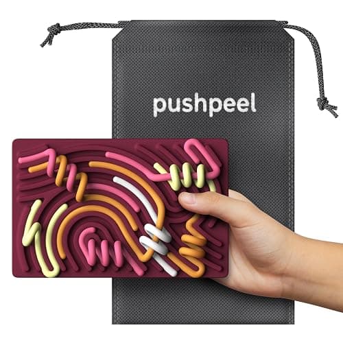 Pushpeel Sensory Activity Board: Silicone Fidget Toy for Calming, Stress, Anxiety, ADHD & Autism | Silent, No Mess | Kids 3+ & Adults | Includes Portable Travel Bag & 11 Strings thumbnail 7