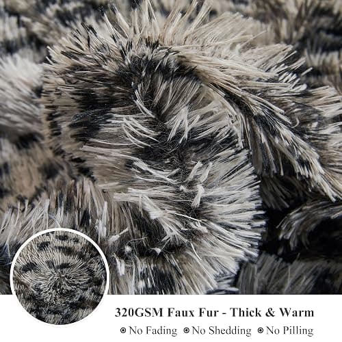 XeGe Luxury Faux Fur Cheetah Print Throw, Soft Leopard Print Fluffy Blanket, Shaggy Plush Decorative Couch Throw, Cute Animal Print Furry Fuzzy Single Blanket for Sofa Bed Chair Office, Grey thumbnail 5